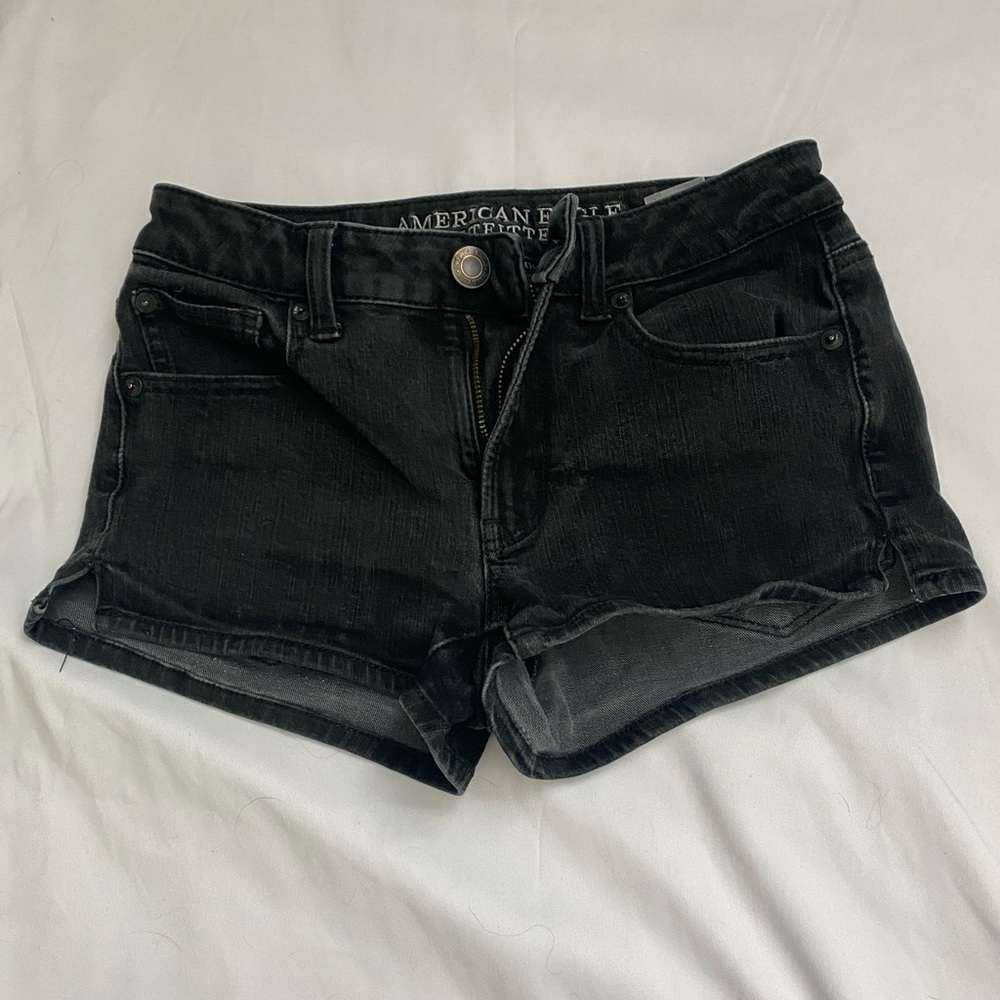 American Eagle High Rise Black Jean Shorts